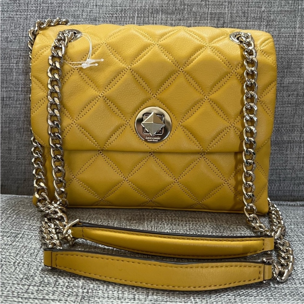 Kate Spade NY Natalia Small Flap Golden Yarrow Quilted Shoulder Crossbody Bag